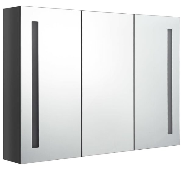VidaXL fényes szürke fürdőszobaszekrény LED világítással 89x14x62 cm