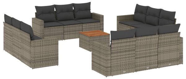 13 részes szürke polyrattan kerti ülőgarnitúra párnákkal