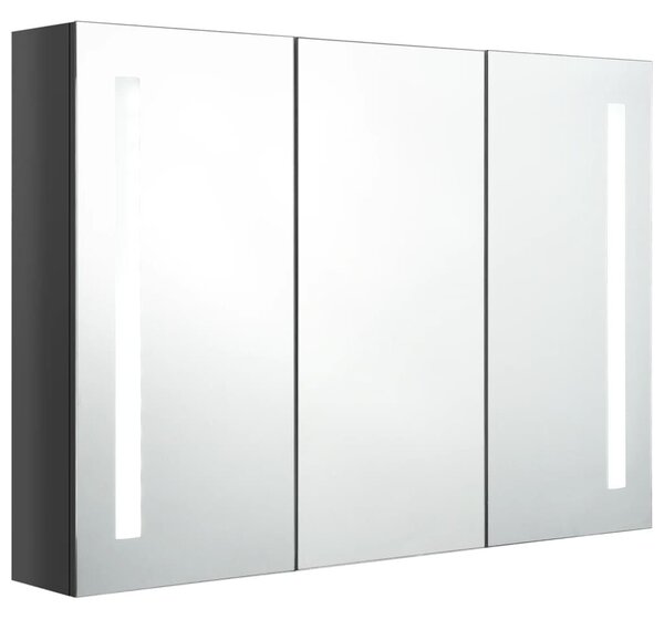VidaXL fényes szürke fürdőszobaszekrény LED világítással 89x14x62 cm