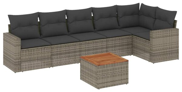 7 részes szürke polyrattan kerti ülőgarnitúra párnákkal