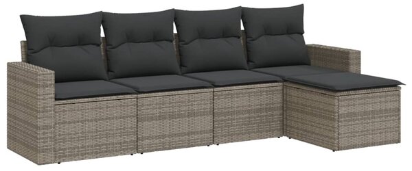 5 részes szürke polyrattan kerti ülőgarnitúra párnákkal