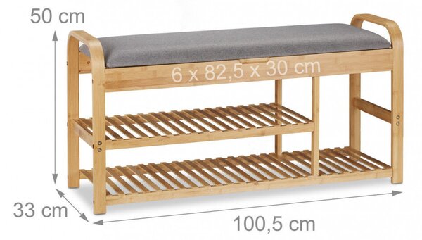 Cipőpad tárolóhellyel natúr-szürke 50x100,5x33 cm 10030565