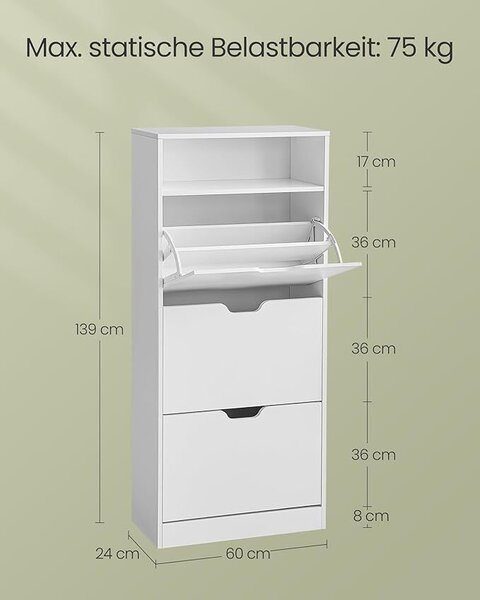 VASAGLE Cipőtároló Szekrény LBC046W01