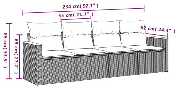 4 részes bézs polyrattan kerti ülőgarnitúra párnákkal