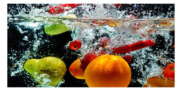Akril üveg kép Gyümölcsök víz alatt