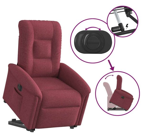 VidaXL elektromos felállást segítő bordó szövet dönthető fotel
