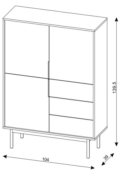 Komód Vintana 3D3S (fekete + arany)
