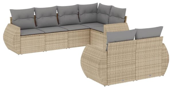 7 részes bézs polyrattan kerti ülőgarnitúra párnákkal