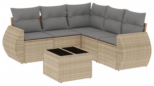6 részes bézs polyrattan kerti ülőgarnitúra párnával