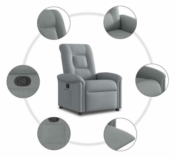 VidaXL világosszürke szövet dönthető fotel
