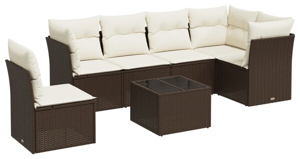 6 részes barna polyrattan kerti ülőgarnitúra párnával