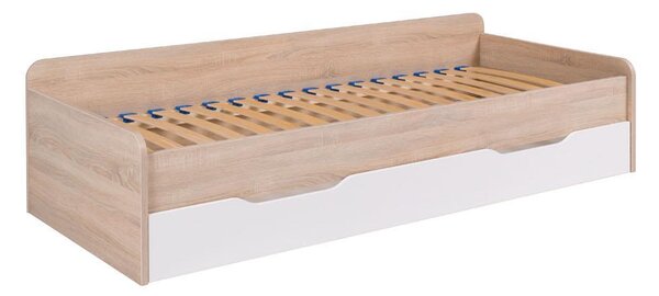 Egyszemélyes ágy 90 cm Telvera 1 (sonoma tölgy + fehér) (ágyráccsal és matraccal) (tárolóhellyel)