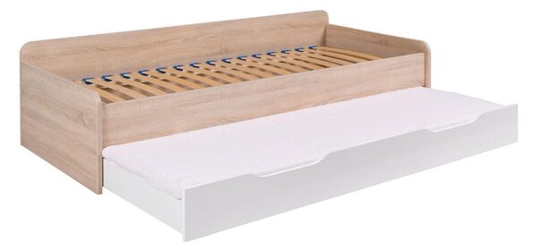 Egyszemélyes ágy 90 cm Telvera 1 (sonoma tölgy + fehér) (ágyráccsal és matraccal) (tárolóhellyel)