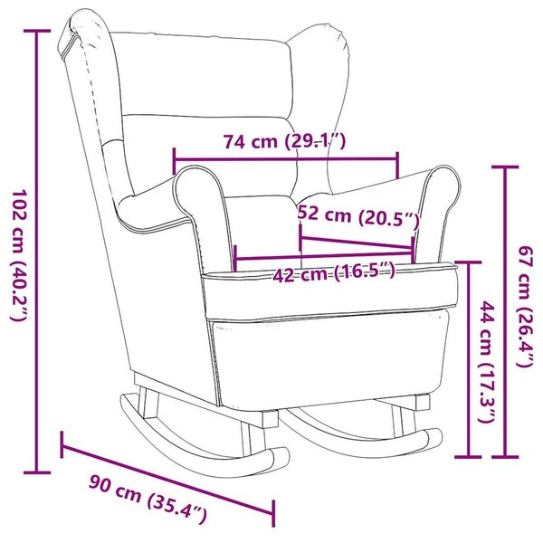 VidaXL sötétbarna szövet hintaszék 74 x 90 x 102 cm