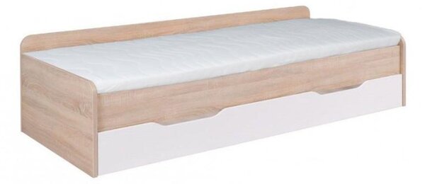 Egyszemélyes ágy 90 cm Telvera 1 (sonoma tölgy + fehér) (ágyráccsal és matraccal) (tárolóhellyel)