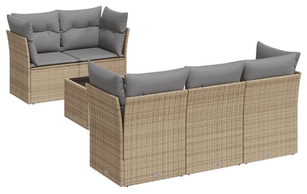 6 részes bézs polyrattan kerti ülőgarnitúra párnával