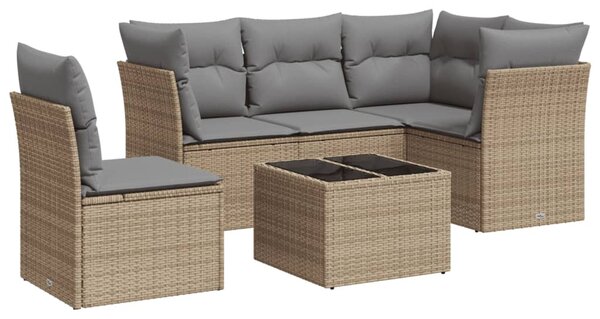 6 részes bézs polyrattan kerti ülőgarnitúra párnával