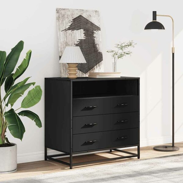 VidaXL fekete szerelt fa fiókos szekrény 70x41x70 cm
