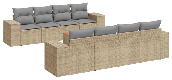 9 részes bézs polyrattan kerti ülőgarnitúra párnákkal
