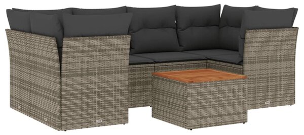 7 részes szürke polyrattan kerti ülőgarnitúra párnákkal
