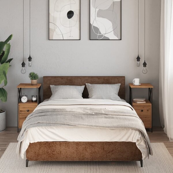 VidaXL 2 db kézműves tölgyszínű szerelt fa éjjeliszekrény 34x35,5x70cm