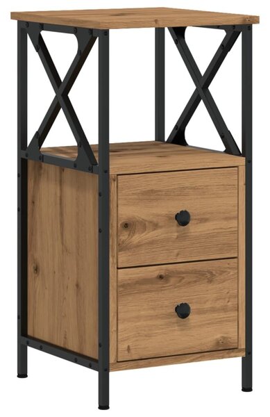 VidaXL 2 db kézműves tölgyszínű szerelt fa éjjeliszekrény 34x35,5x70cm