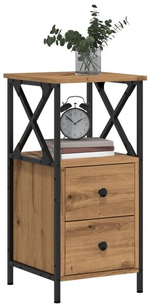 VidaXL 2 db kézműves tölgyszínű szerelt fa éjjeliszekrény 34x35,5x70cm