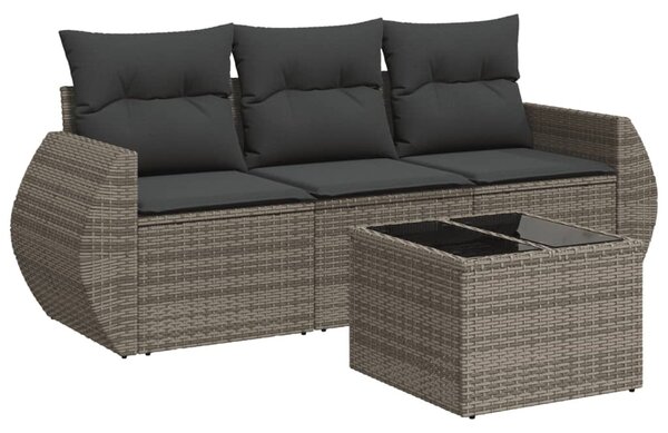 4 részes szürke polyrattan kerti ülőgarnitúra párnákkal