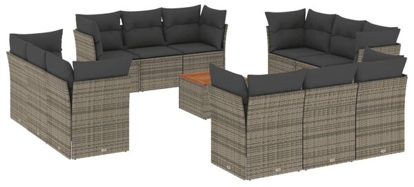 13 részes szürke polyrattan kerti ülőgarnitúra párnákkal