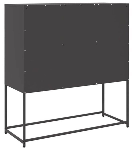 VidaXL fekete hidegen hengerelt acél tálalószekrény 100,5x39x107 cm