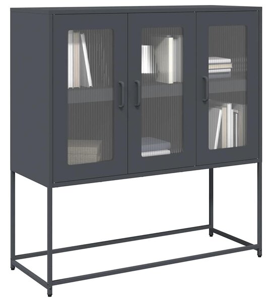 VidaXL antracit hidegen hengerelt acél tálalószekrény 100,5x39x107 cm
