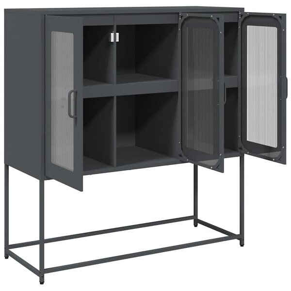 VidaXL antracit hidegen hengerelt acél tálalószekrény 100,5x39x107 cm