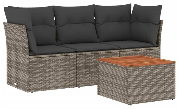 4 részes szürke polyrattan kerti ülőgarnitúra párnákkal