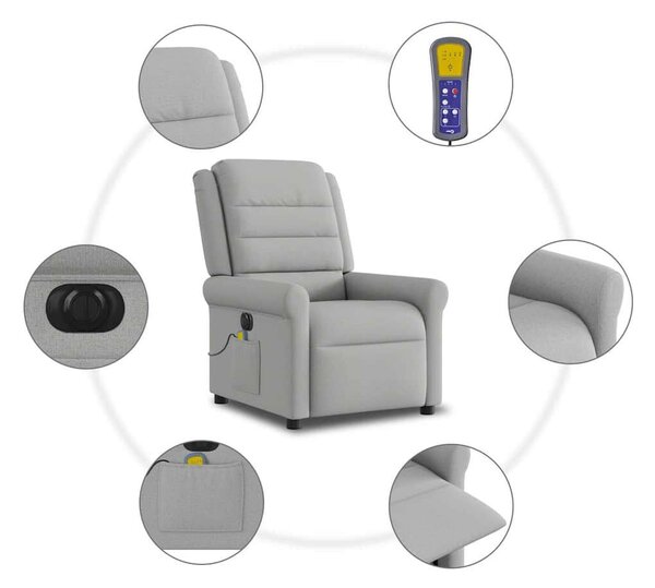 VidaXL felhőszürke szövet dönthető elektromos masszázsfotel