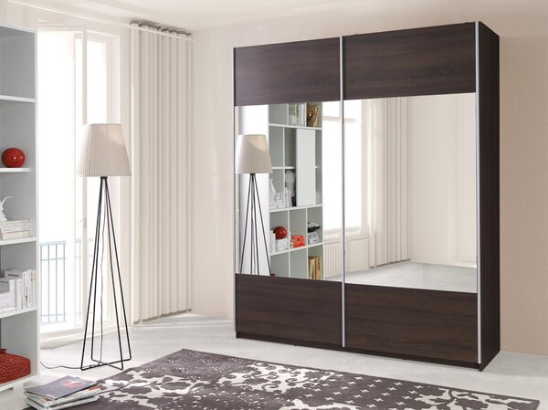 Ruhásszekrény tolóajtókkal Wartessa 1 B (wenge) (tükörrel)