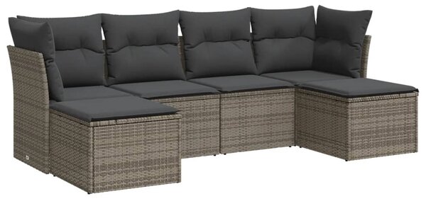 6 részes szürke polyrattan kerti ülőgarnitúra párnákkal