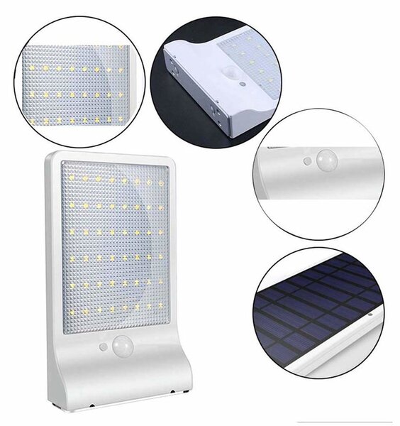 Mozgásérzékelős, napelemes, falra szerelhető LED panel 7 órás üzemidővel - 4W