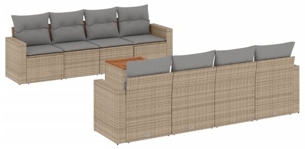 9 részes bézs polyrattan kerti ülőgarnitúra párnákkal