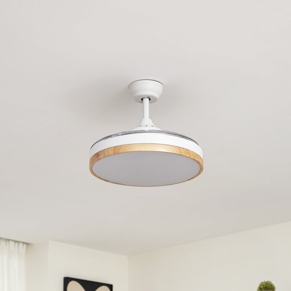 Oras LED mennyezeti ventilátor, fehér, DC, csendes, Ø 107 cm – Lindby Lindby, Oras, Fehér, Nappali, Műanyag, Modern