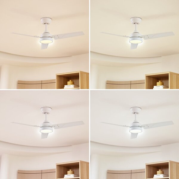 Aerallo LED mennyezeti ventilátor, fehér, CCT, csendes – Lindby Lindby, Aerallo, Fehér, Nappali, Fém, Modern