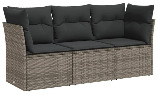 3 részes szürke polyrattan kerti ülőgarnitúra párnákkal