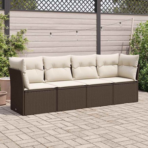 4 részes barna polyrattan kerti ülőgarnitúra párnákkal