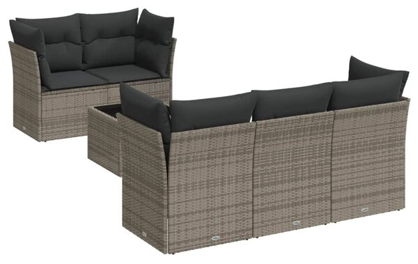 6 részes szürke polyrattan kerti ülőgarnitúra párnákkal