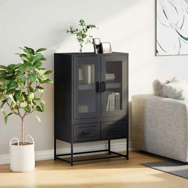 VidaXL fekete acél magasszekrény 68x39x111,5 cm