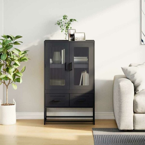 VidaXL fekete acél magasszekrény 68x39x111,5 cm
