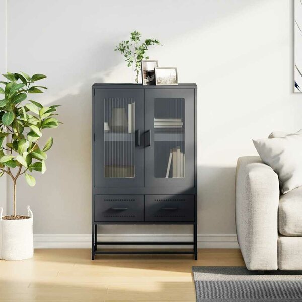 VidaXL antracitszürke acél magasszekrény 68x39x111,5 cm