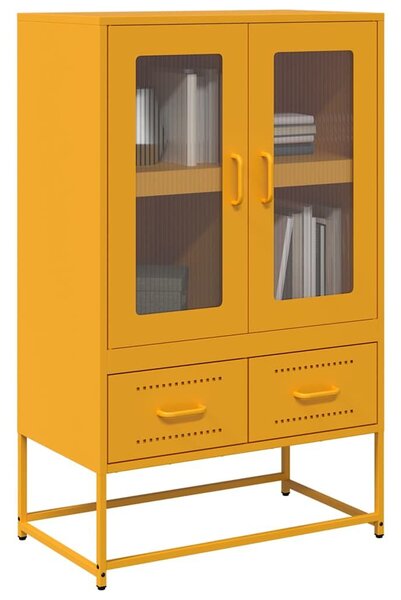 VidaXL mustársárga acél tálalószekrény 68x39x111,5 cm
