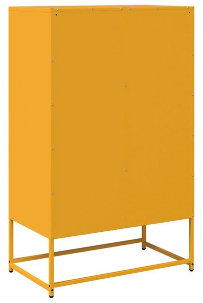 VidaXL mustársárga acél tálalószekrény 68x39x111,5 cm