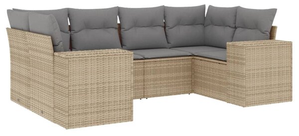 6 részes bézs polyrattan kerti ülőgarnitúra párnával
