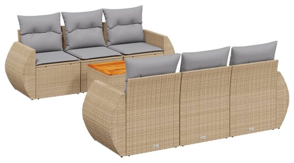 7 részes bézs polyrattan kerti ülőgarnitúra párnákkal